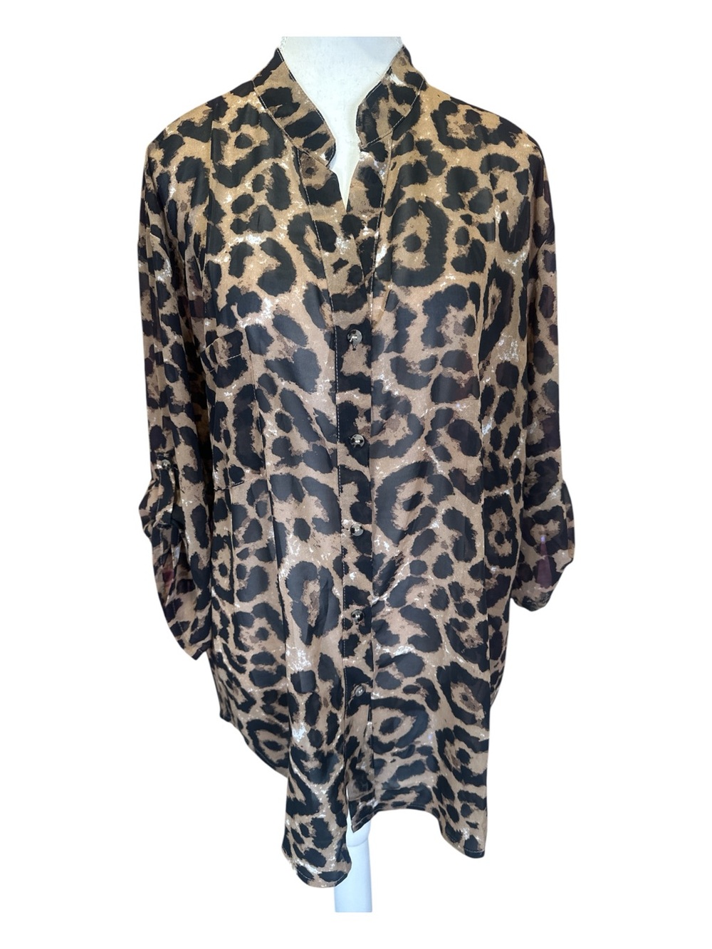 Leopard-Print Women's Swim Coverup Tunic - Black & Tan